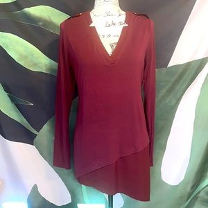 WHBM Asymmetrical Tunic Sz Med. burgundy. Super soft